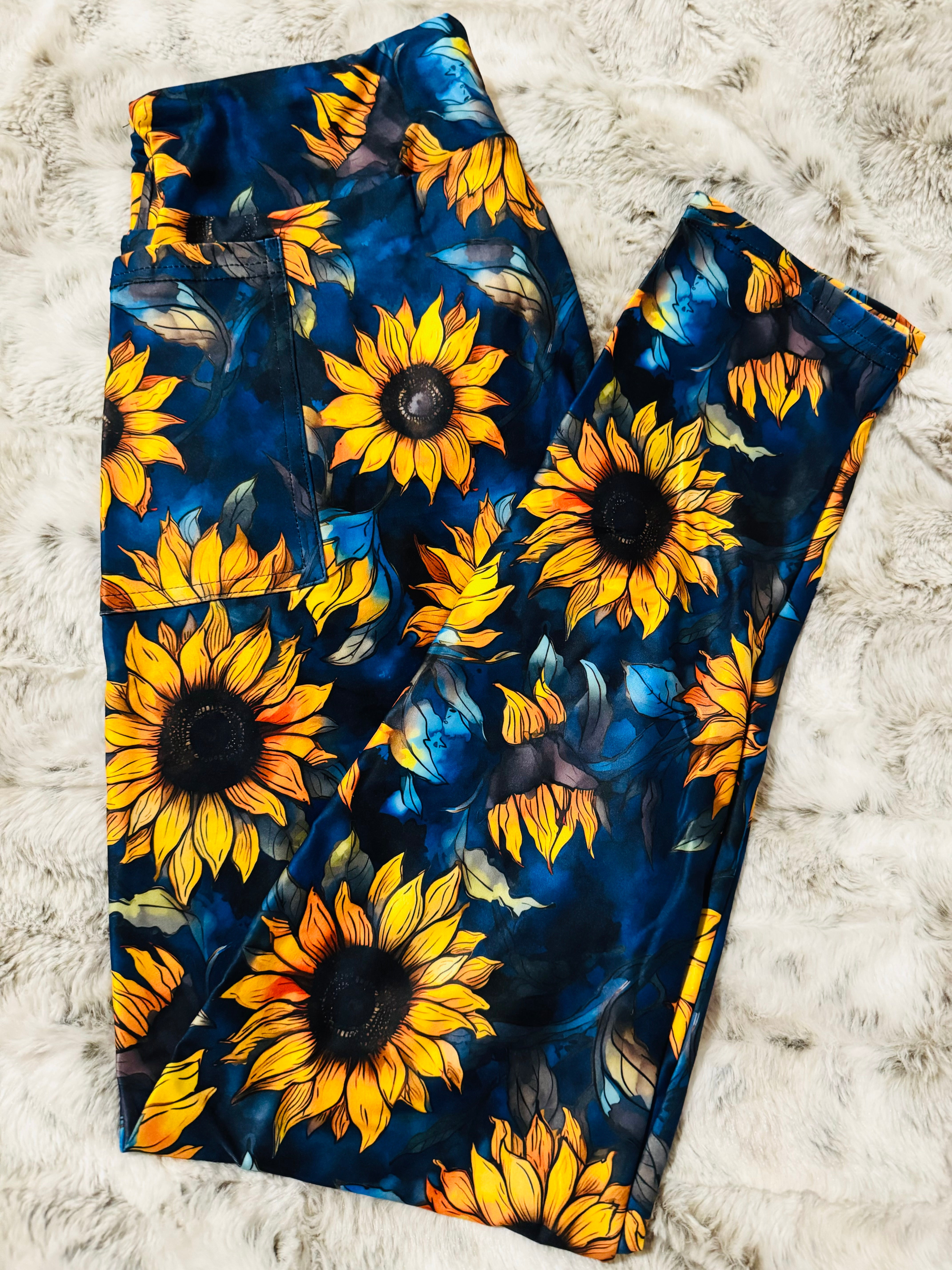 Sunflowers Full Length Leggings With Pockets