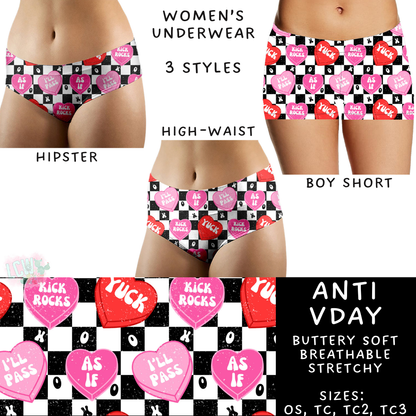Batch #612 - Valentine's Matching Underwear - Closes 11/11 - ETA mid Jan -  Anti Vday Women's Underwear