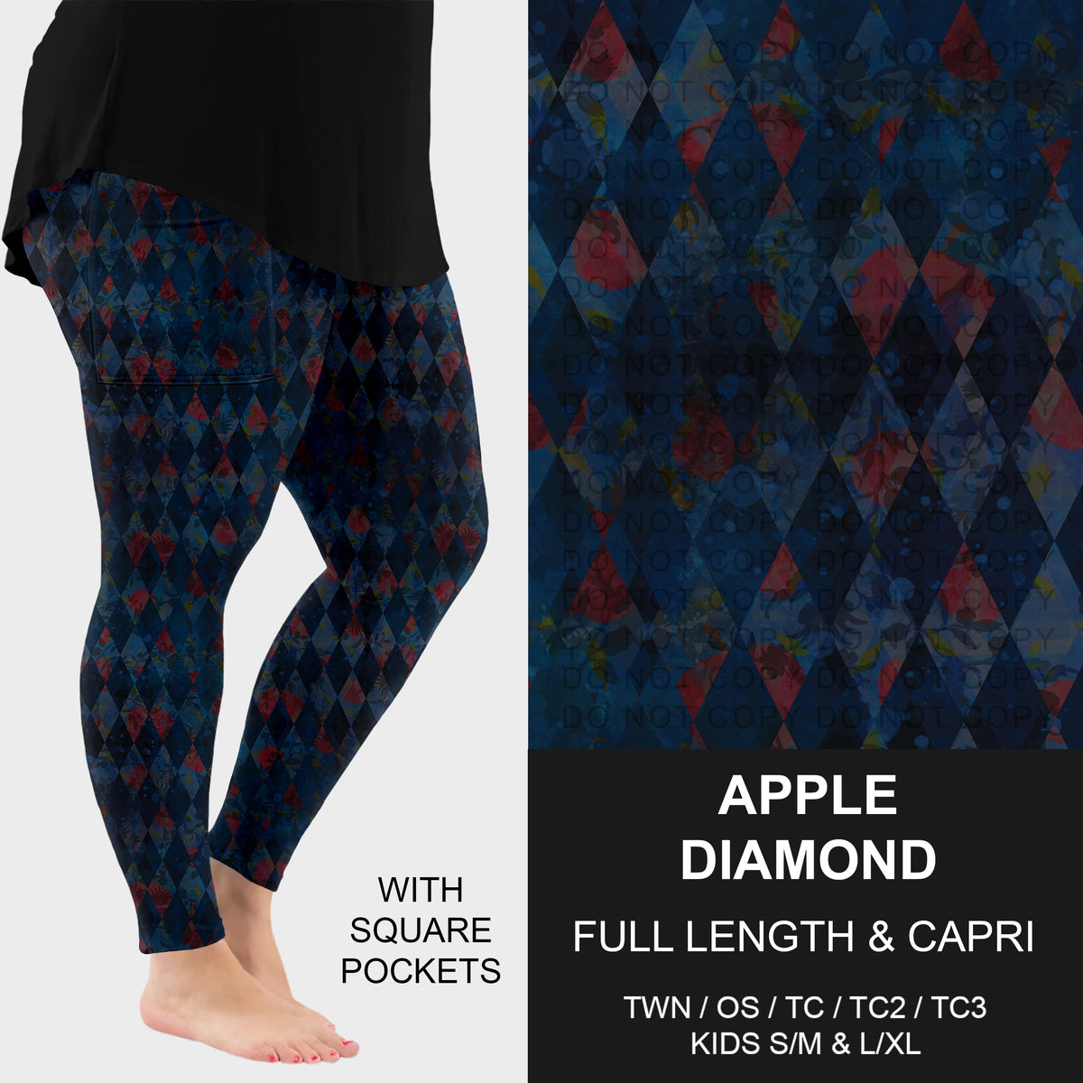B319 - Preorder Apple Diamond Leggings w/ Pockets (Closes 11/01. ETA: early Jan.)