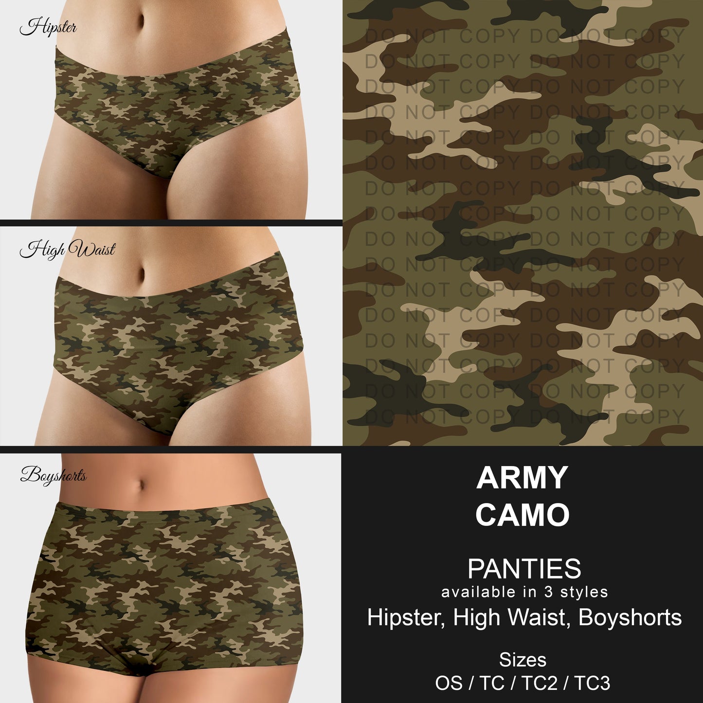 B306 - Preorder Army Camo Panties (Closes 8/07. ETA mid October)