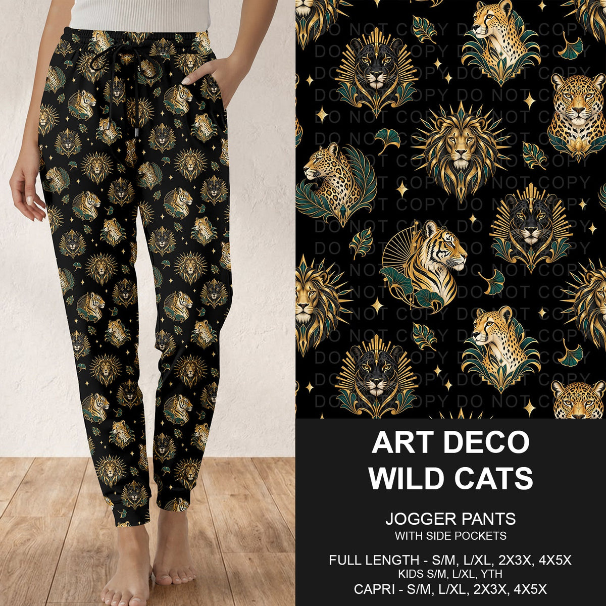 B320 - Preorder Art Deco Wild Cats Joggers (Closes 11/08. ETA: mid Jan.)