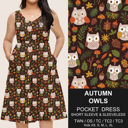 B302 - Preorder Autumn Owls Pocket Dress (Closes 7/24. ETA: early Oct.)