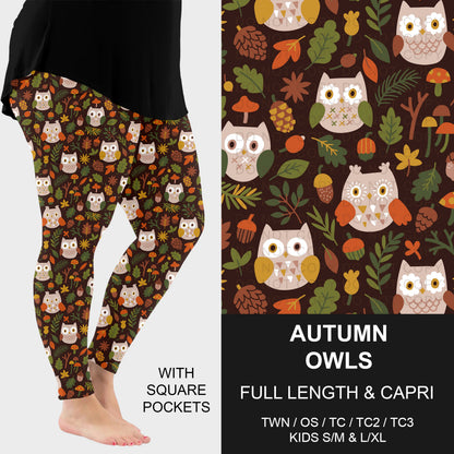 B308 - Preorder Autumn Owls Leggings w/ Pockets (Closes 8/16. ETA: late Oct.)