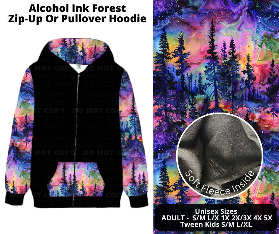 Preorder! Closes 11/28. ETA Feb. Alcohol Ink Forest Zip-Up or Pullover Hoodie