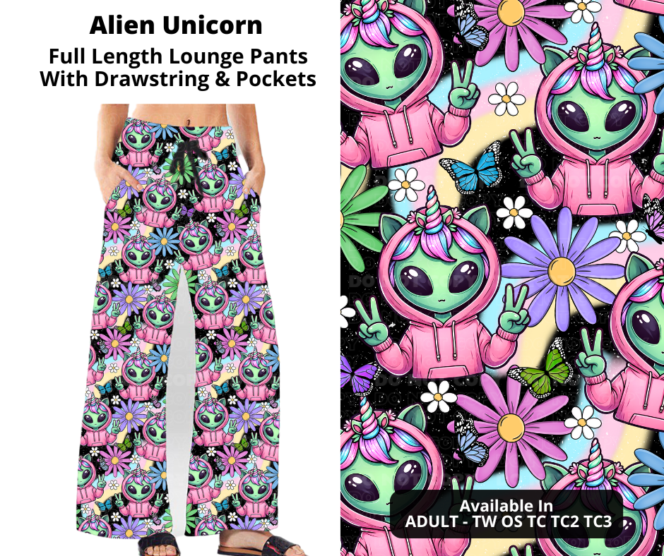 Preorder! Closes 11/21. ETA Jan. Alien Unicorn Full Length Lounge Pants