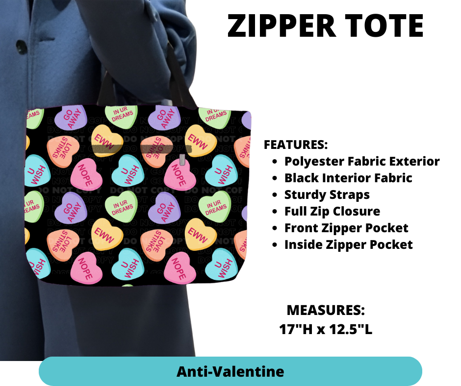 Preorder! Closes 12/4. ETA Feb. Anti-Valentine Zipper Tote