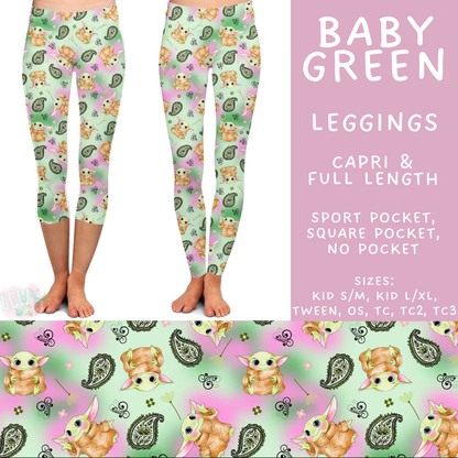 Batch #586 - Cool Characters 18 - Closes 9/16 - ETA mid Nov - Baby Green Full and Capri Length Leggings
