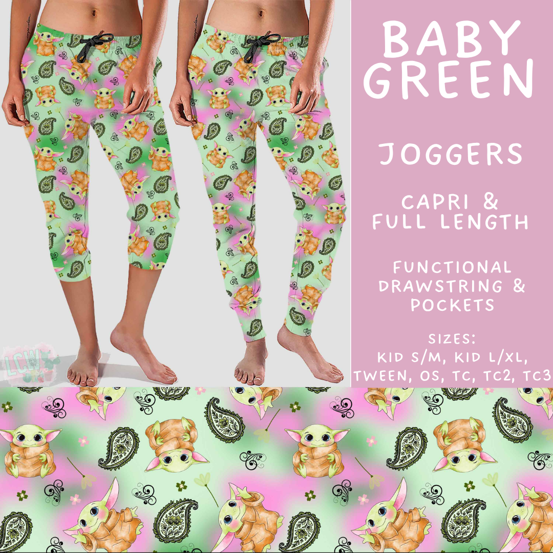 Batch #586 - Cool Characters 18 - Closes 9/16 - ETA mid Nov - Baby Green Full and Capri Length Joggers