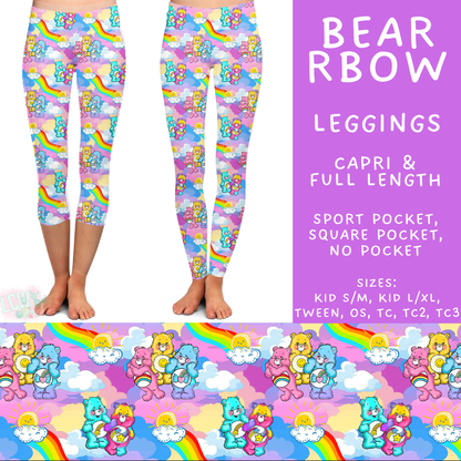 Batch #586 - Cool Characters 18 - Closes 9/16 - ETA mid Nov - Bear RBow Full and Capri Length Leggings