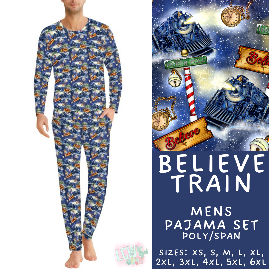 Batch #584 - Christmas Family Pajamas - Closes 9/11 - ETA mid Nov - Believe Train Men's Pajama Set