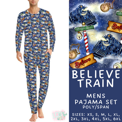 Batch #584 - Christmas Family Pajamas - Closes 9/11 - ETA mid Nov - Believe Train Men's Pajama Set