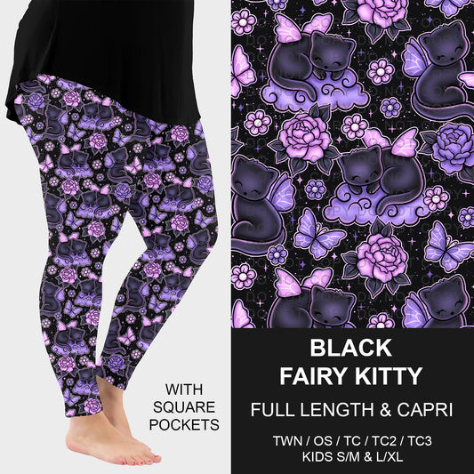 B267 - Preorder Black Fairy Kitty Leggings w/ Pockets (Closes 12/21. ETA: late Feb.)