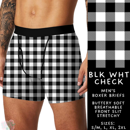 Batch #612 - Valentine's Matching Underwear - Closes 11/11 - ETA mid Jan - Blk Wht Check Men's Boxer Briefs