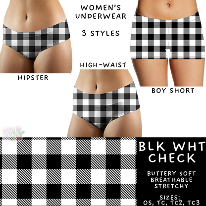 Batch #612 - Valentine's Matching Underwear - Closes 11/11 - ETA mid Jan -  Blk Wht Check Women's Underwear