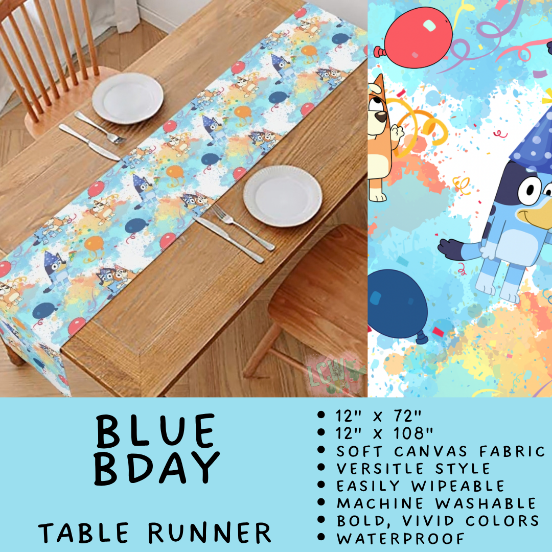 Batch #602 - Table Runners & Placemats - Closes 10/23 - ETA mid Dec - Blue Bday Table Runner