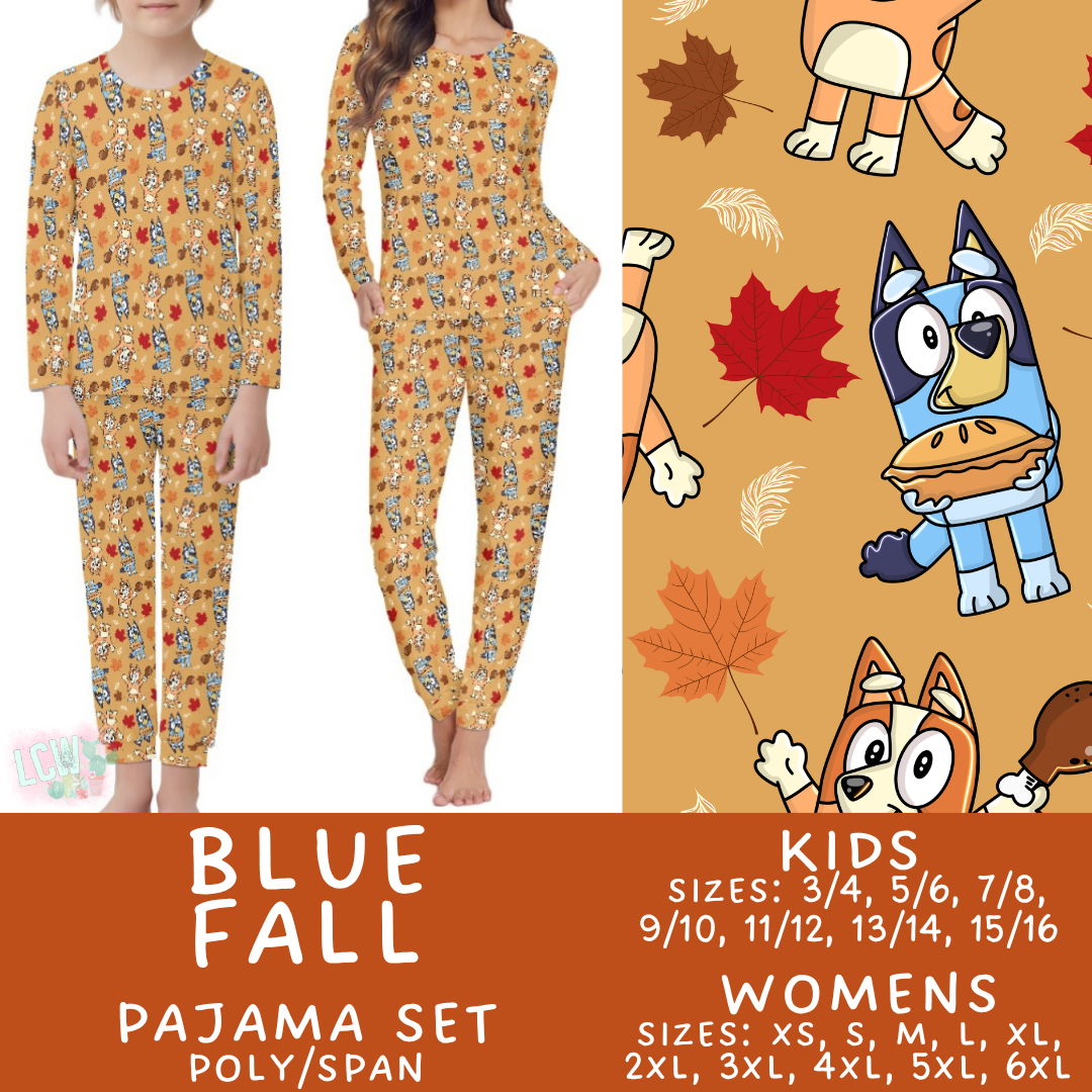 Batch #580 - Fall Family Pajamas 2 - Closes 9/4 - ETA early Nov - Blue Fall Women's & Kid's Pajama Set