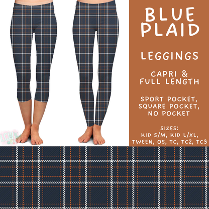 Batch #582 - Hello Fall 3 - Closes 9/7 - ETA early Nov - Blue Plaid Full and Capri Length Leggings