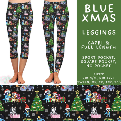 Batch #598 - Magical Character Christmas 2 - Closes 10/14 - ETA early Dec - Blue Xmas Full and Capri Length Leggings