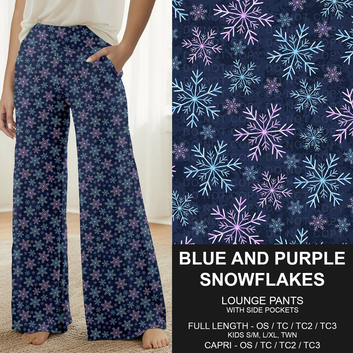 B315 - Preorder Blue and Purple Snowflakes Lounge Pants (Closes 10/04. ETA: early Dec.)