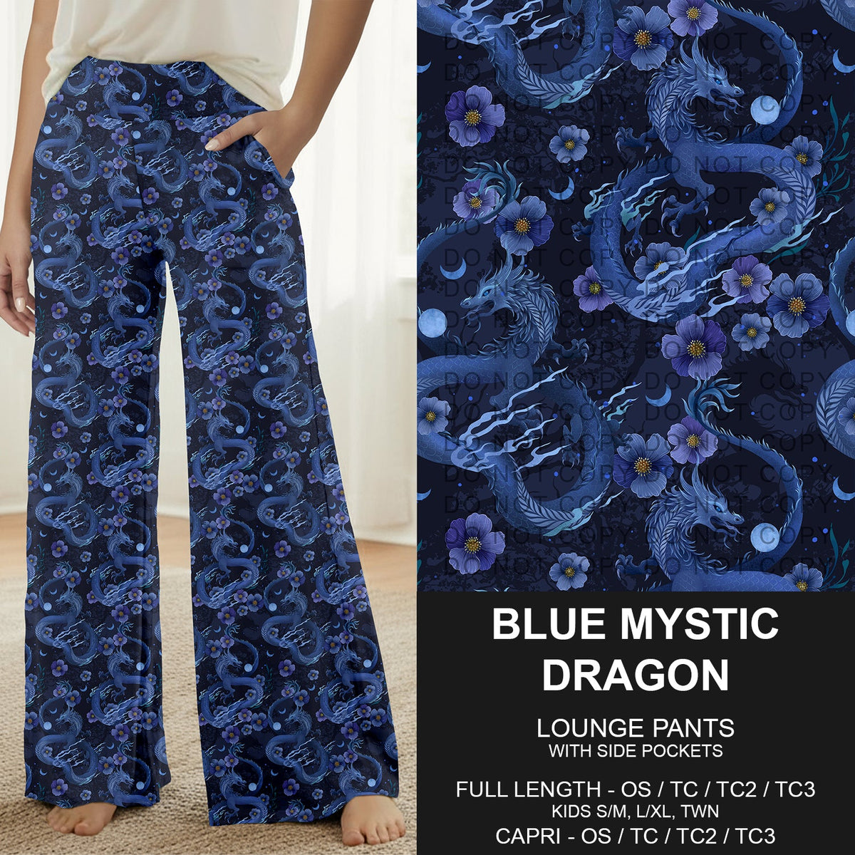 B314 - Preorder Blue Mystic Dragon Lounge Pants (Closes 9/27. ETA: late Nov.)