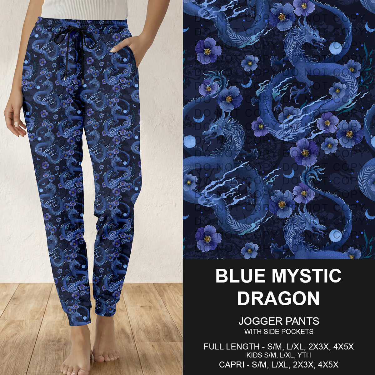 B314 - Preorder Blue Mystic Dragon Joggers (Closes 9/27. ETA: late Nov.)