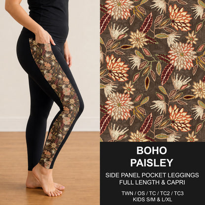 B316 - Preorder Boho Paisley Side Panel Pocket Leggings (Closes 10/11. ETA: mid Dec.)