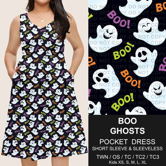 B302 - Preorder Boo Ghosts Pocket Dress (Closes 7/24. ETA: early Oct)