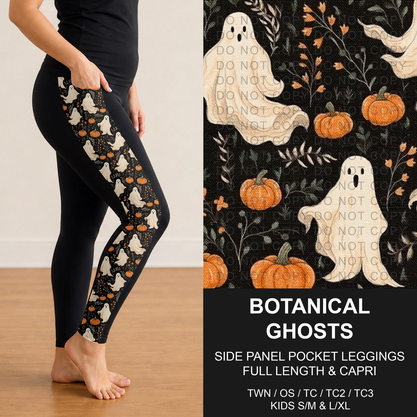 B305 - Preorder Botanical Ghosts Side Panel Pocket Leggings (Closes 8/02. ETA: early Oct.)