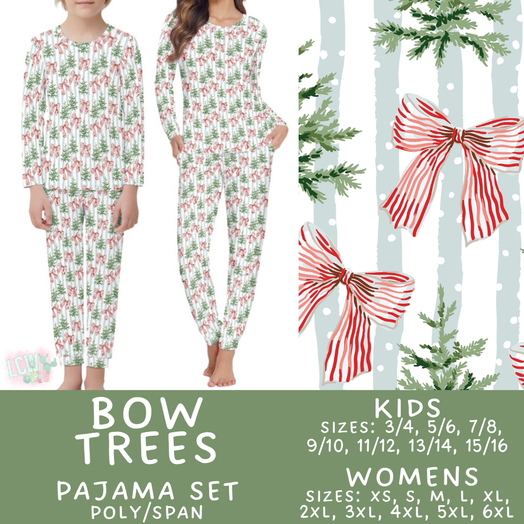 Batch #584 - Christmas Family Pajamas - Closes 9/11 - ETA mid Nov - Bow Trees Womens & Kids Pajama Set