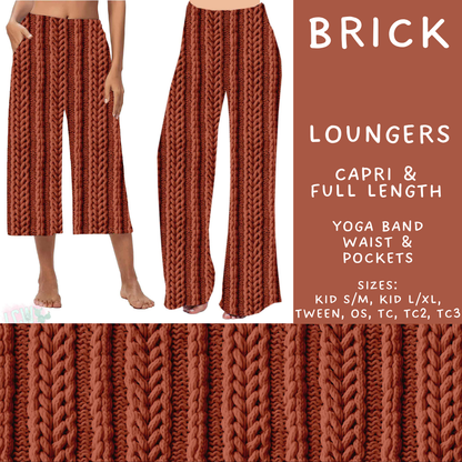Batch #596 - Sweater Weather - Closes 10/9 - ETA early Dec - Brick Capri and Full Length Loungers