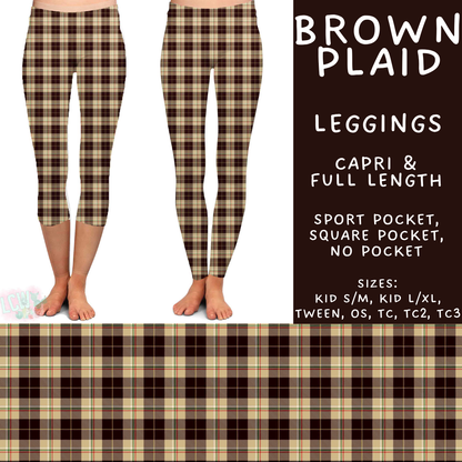 Batch #575 - Fun Run 26 - Closes 8/26 - ETA late October - Brown Plaid Full and Capri Length Leggings