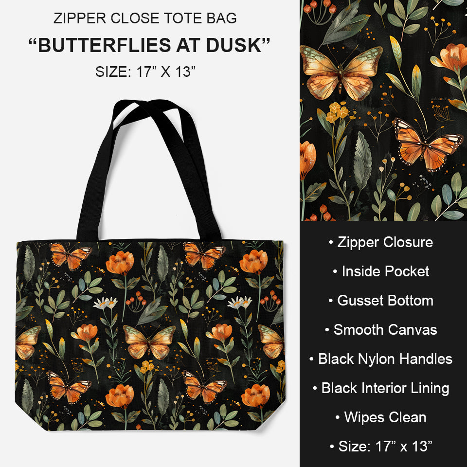 B195 - Preorder Butterflies at Dusk Tote Bag (Closes 11/19. ETA: late Jan.)