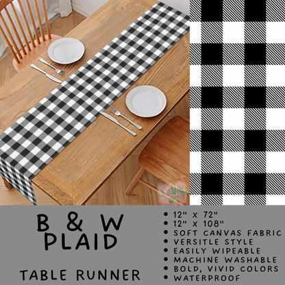 Batch #602 - Table Runners & Placemats - Closes 10/23 - ETA mid Dec - B & W Plaid Table Runner