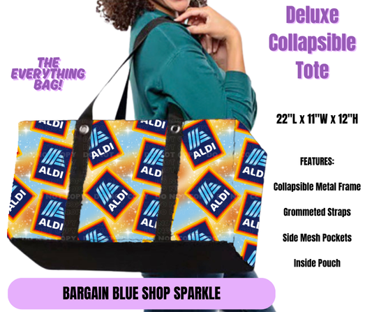 Bargain Blue Shop Sparkle Collapsible Tote