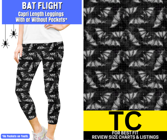 Bat Flight Capri Length Leggings w/ Pockets