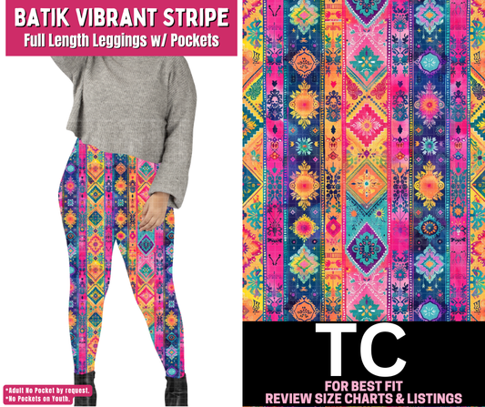 Batik Vibrant Stripe Full Length Leggings w/ Pockets