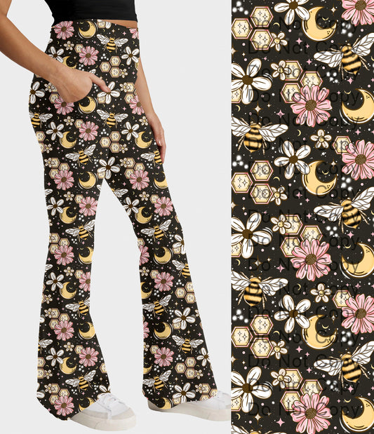 RTS - Bees and Moon Flare Leggings w/ Pockets