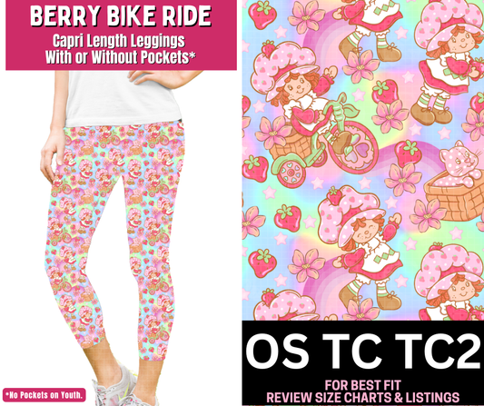 Berry Bike Ride Capri Length Leggings w/ Pockets