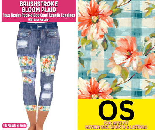 Brushstroke Bloom Plaid Capri Faux Denim Peekaboo