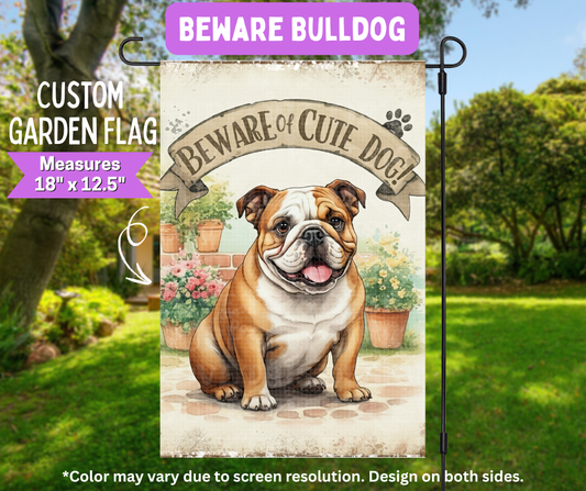 Beware Bulldog Garden Flag