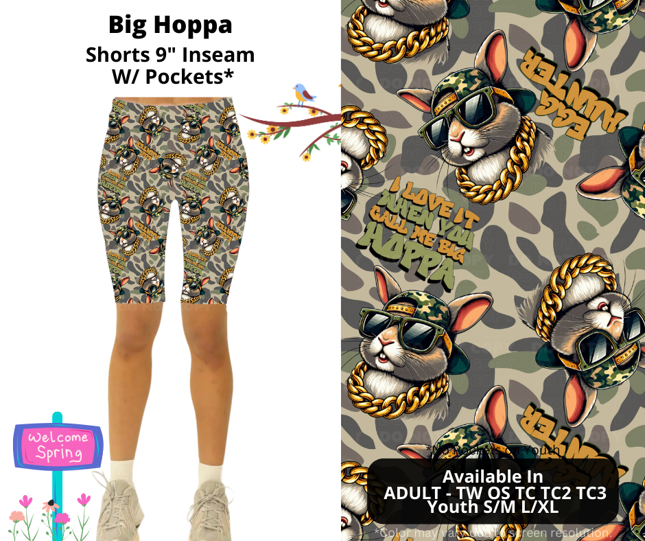 Preorder! Closes 1/20. ETA April. Big Hoppa 9" Inseam Shorts w/wo Pockets