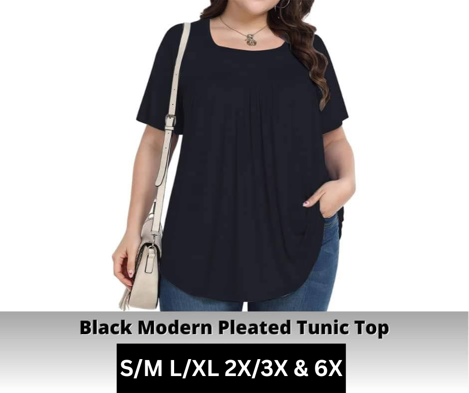 Black Pleated Tunic Top