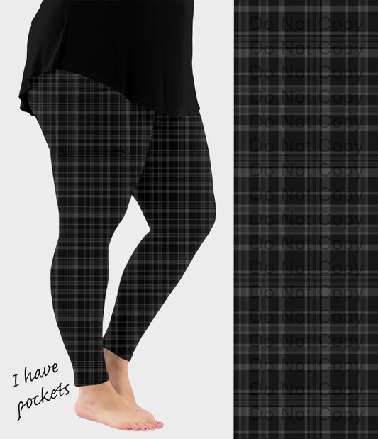 RTS - Black Plaid Leggings w/ Pockets