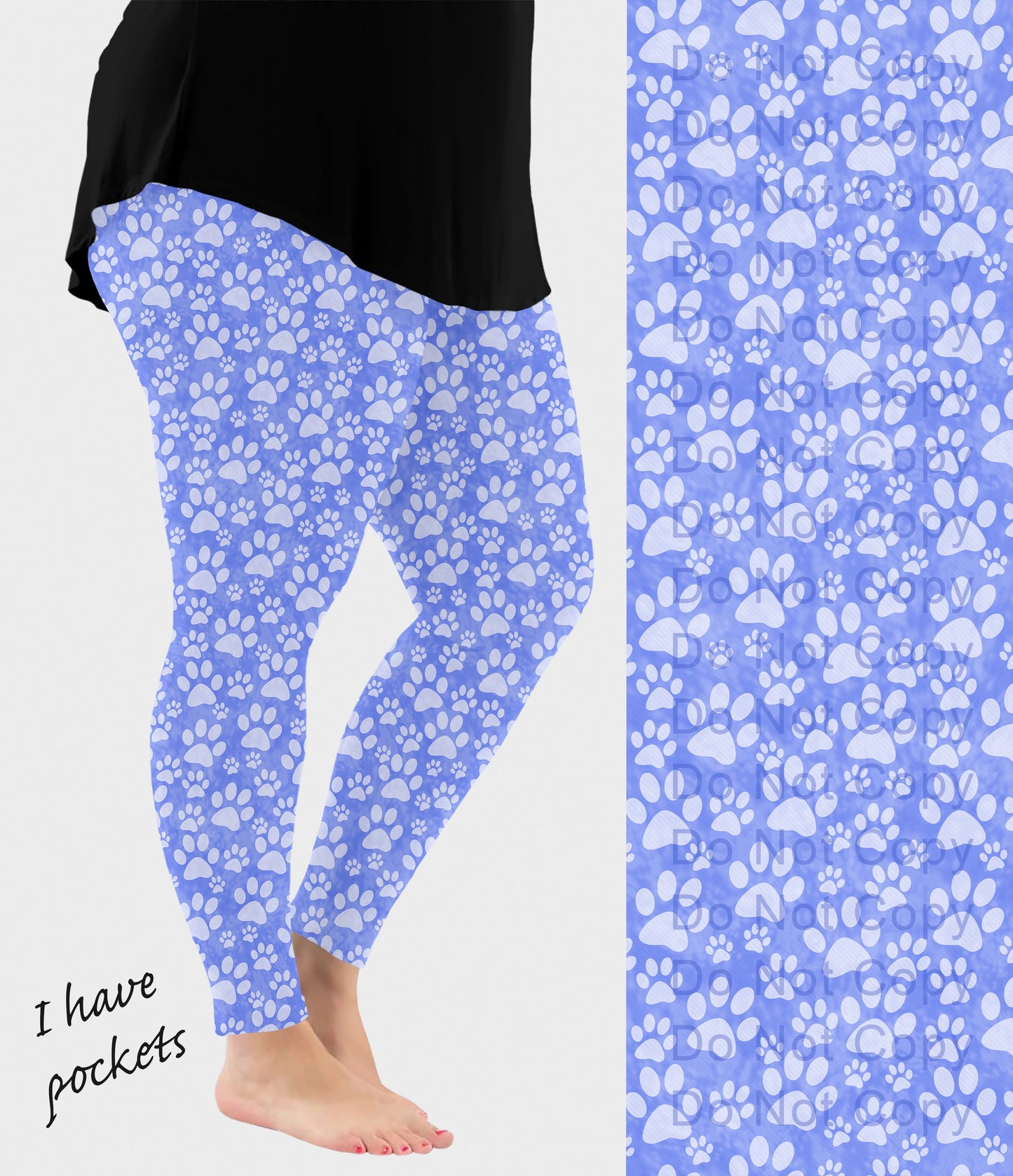 RTS - Blue Paws Leggings w/ Pockets