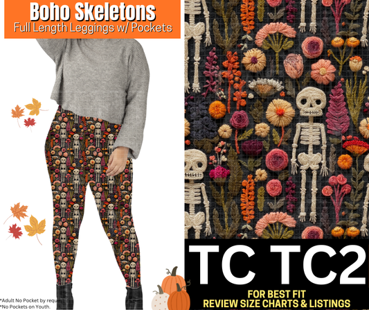 Boho Skeletons Full Length Leggings w/ Pockets