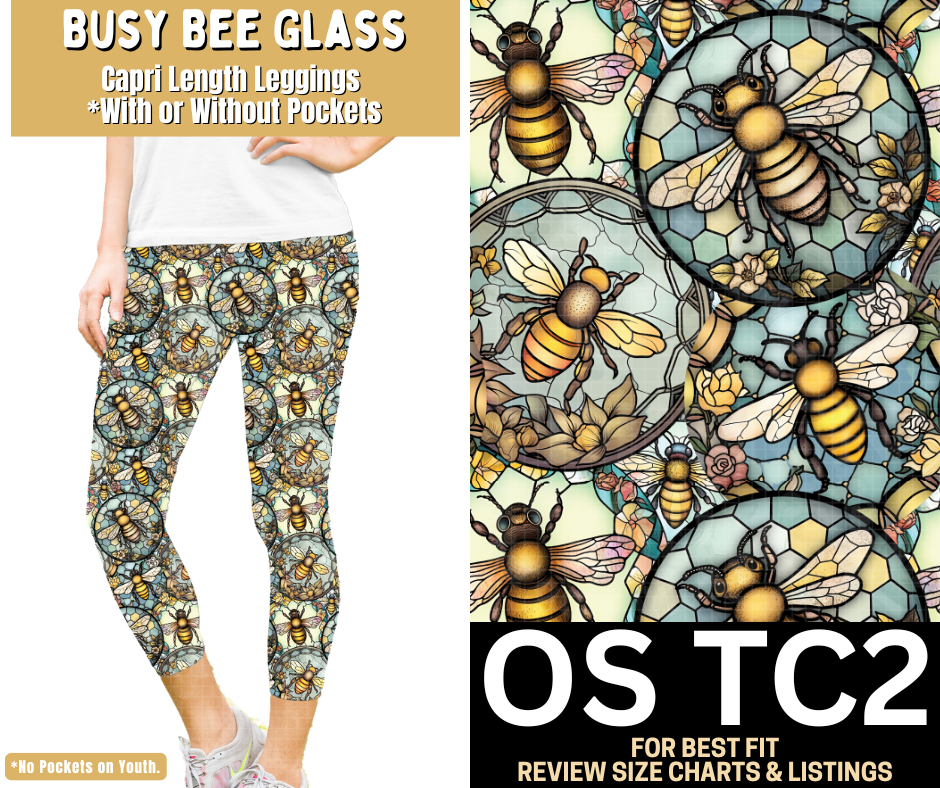 Busy Bee Glass Capri Length Leggings w/ Pockets