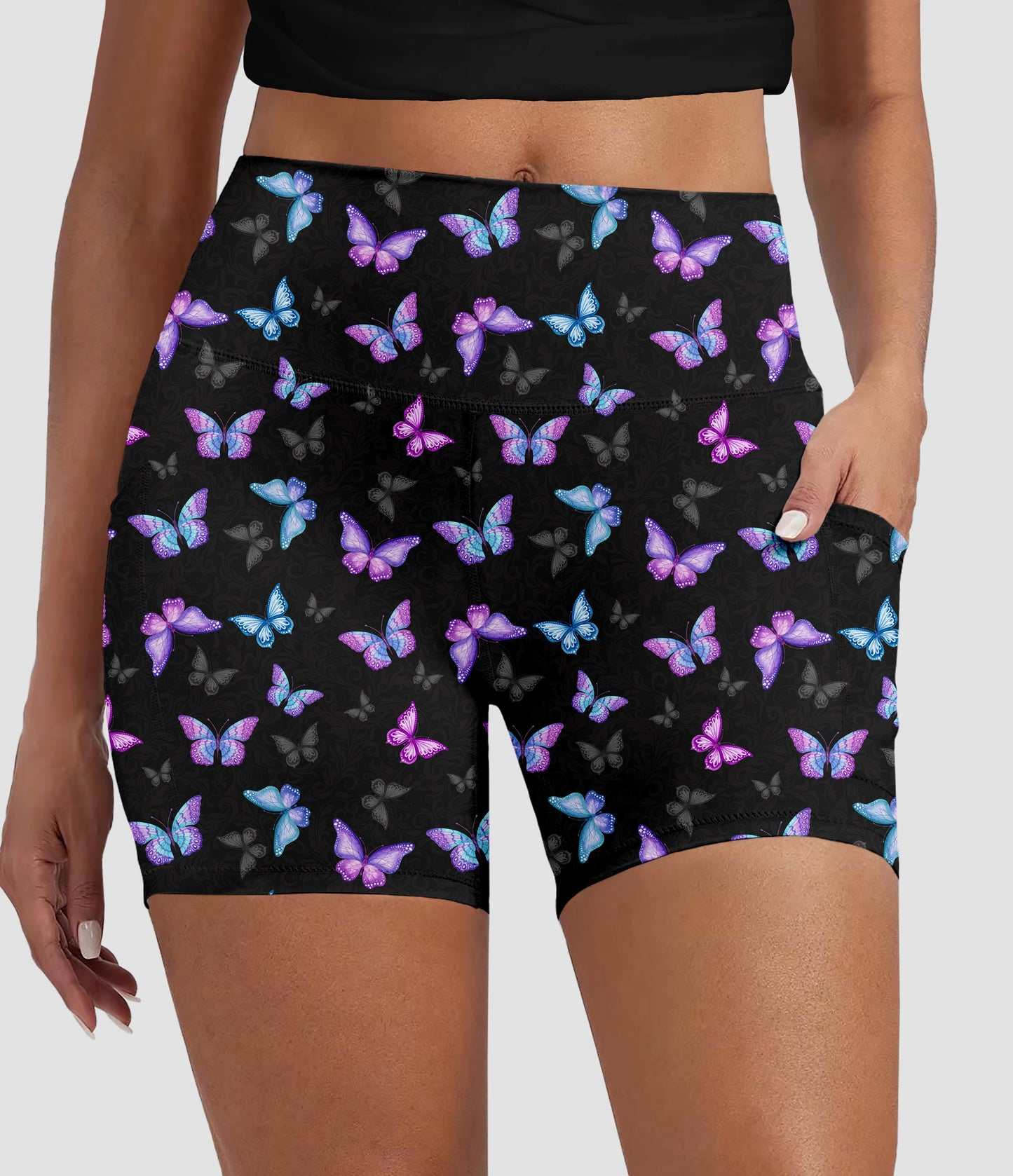 RTS - Butterflies Biker Shorts w/ Pockets