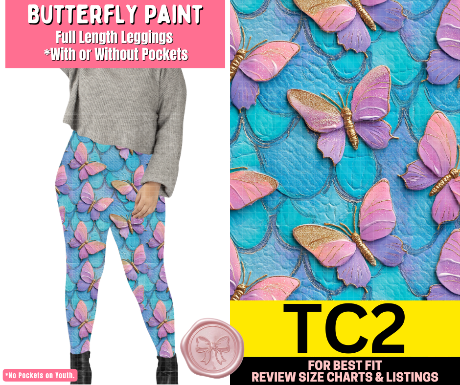 Butterfly Paint Full Length Leggings w/ Pockets