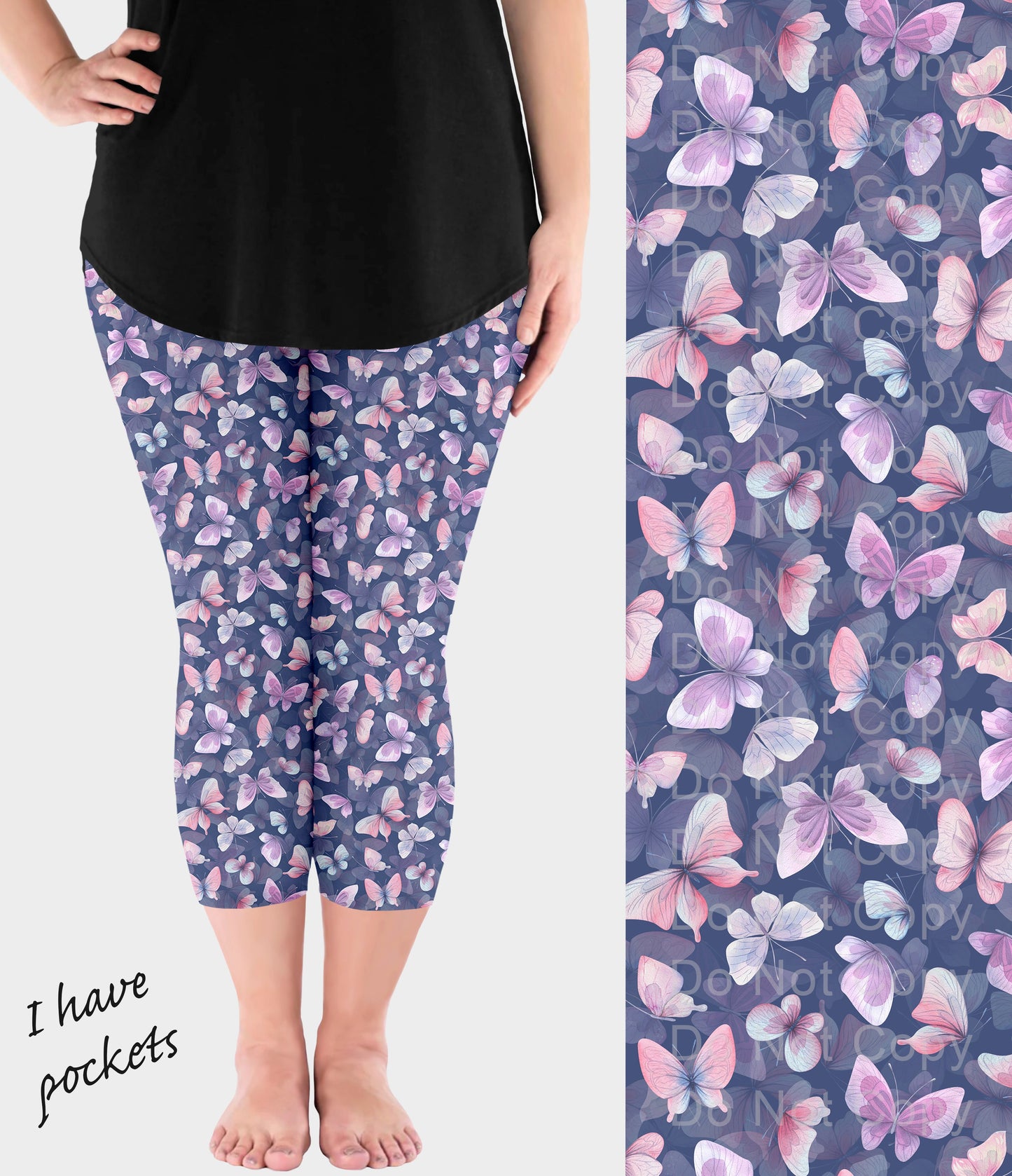 RTS - Butterfly Whisper Capri Leggings with Pockets