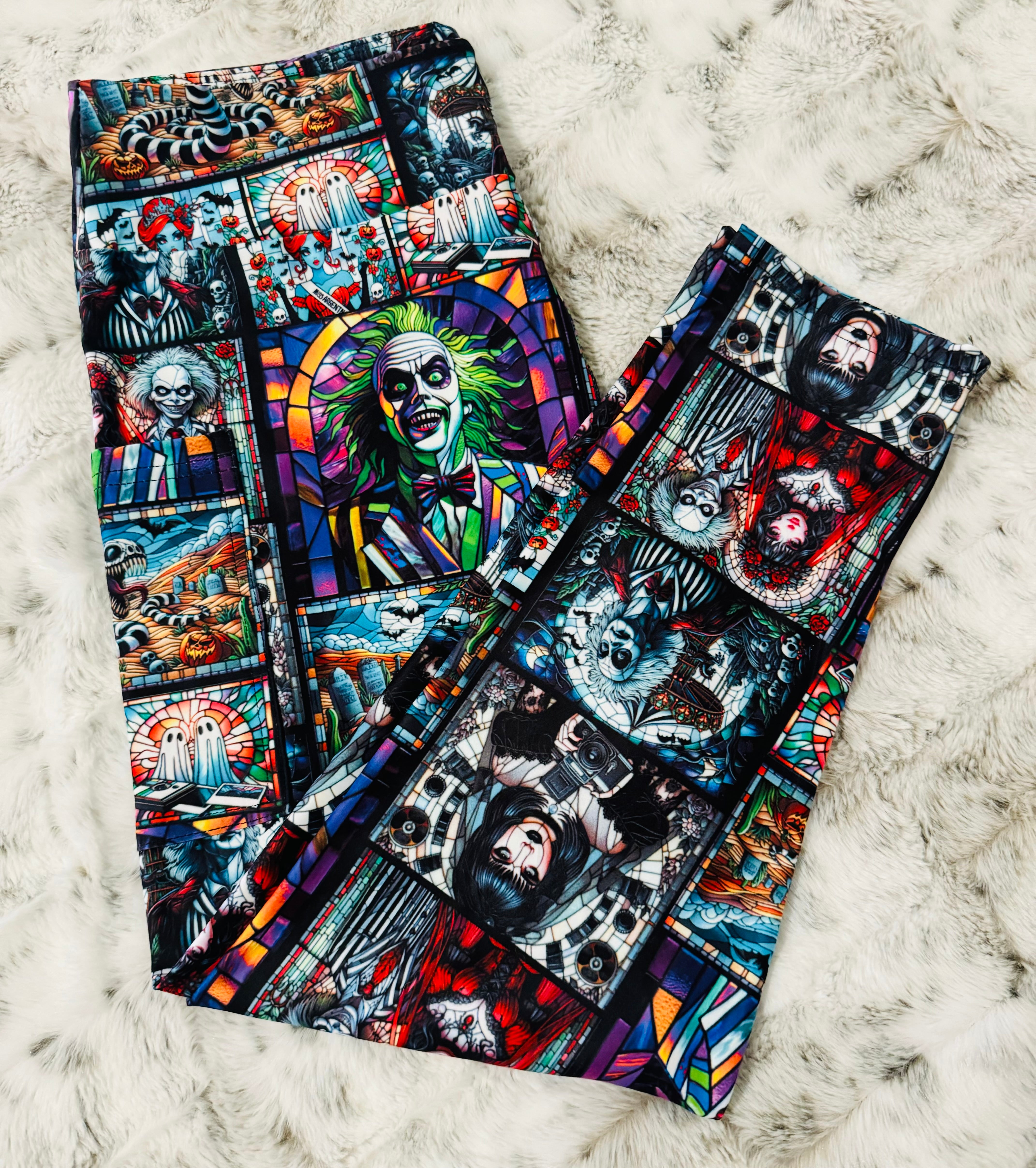 Stained Glass Beetlejuice Leggings With Pockets